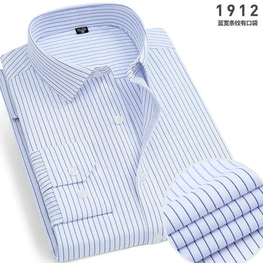 Chemise Homme Rayée — Coupe Slim, Sans Repassage, Manches Longues